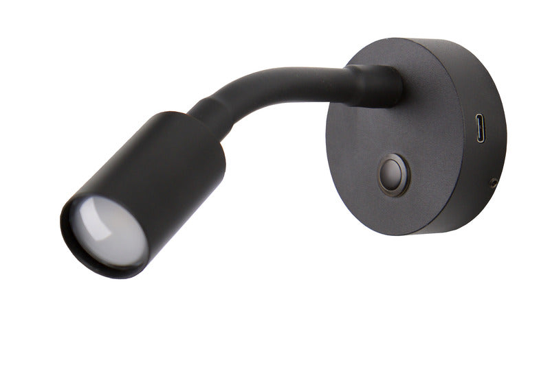 LED-спот с гъвкаво рамо 100mm, черен с USB-C